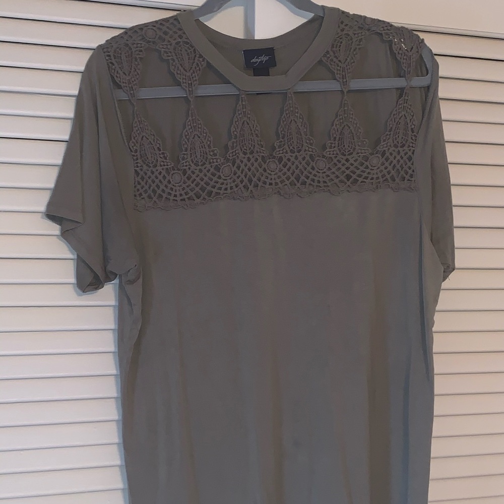 Olive green Daytrip crochet top tee